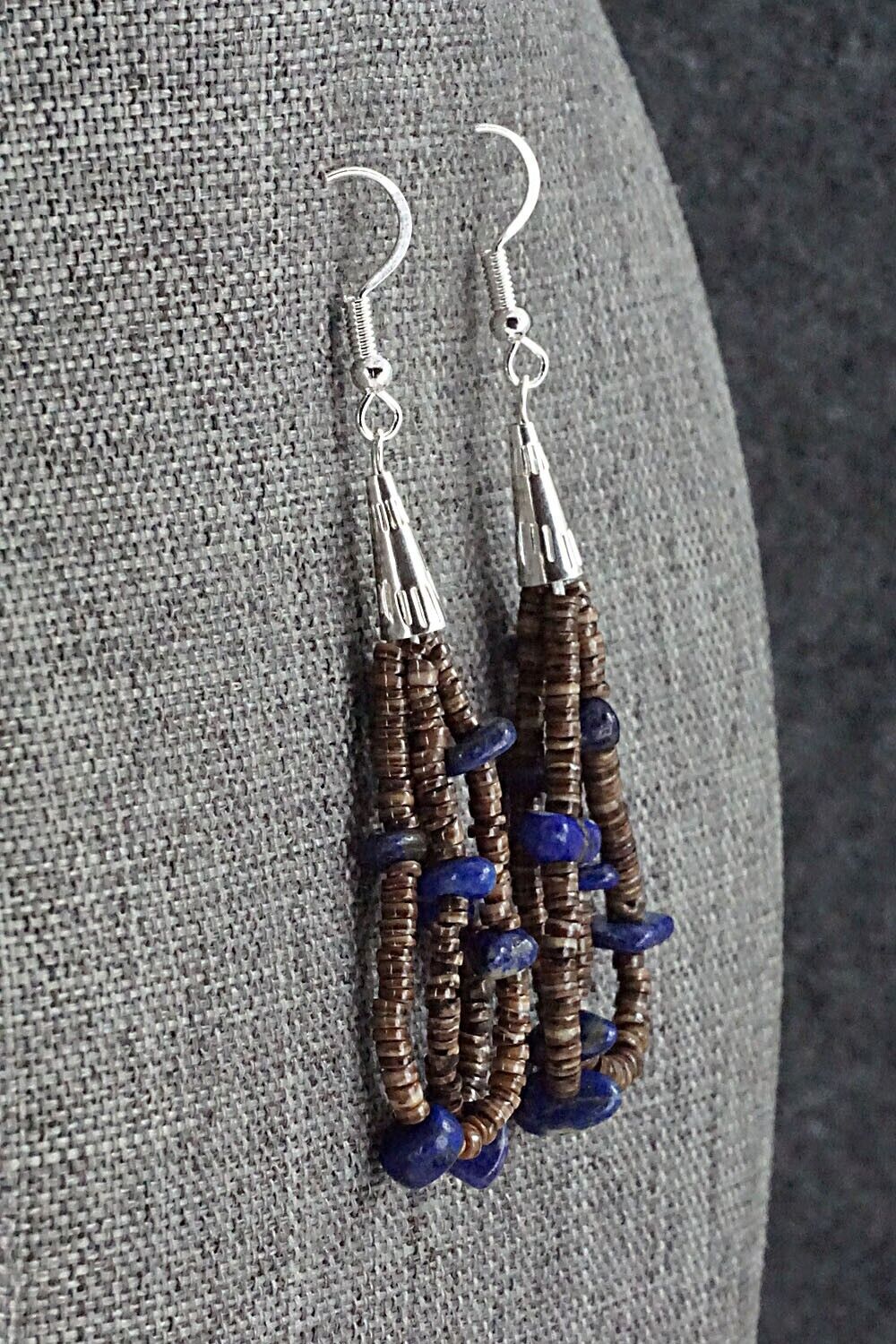 Lapis, Shell & Sterling Silver Earrings - Ramona Bird