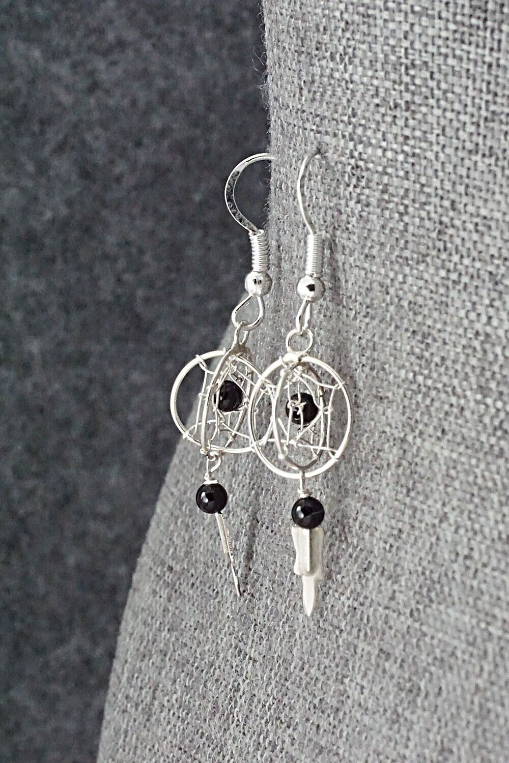 Onyx & Sterling Silver Earrings - Lena Platero