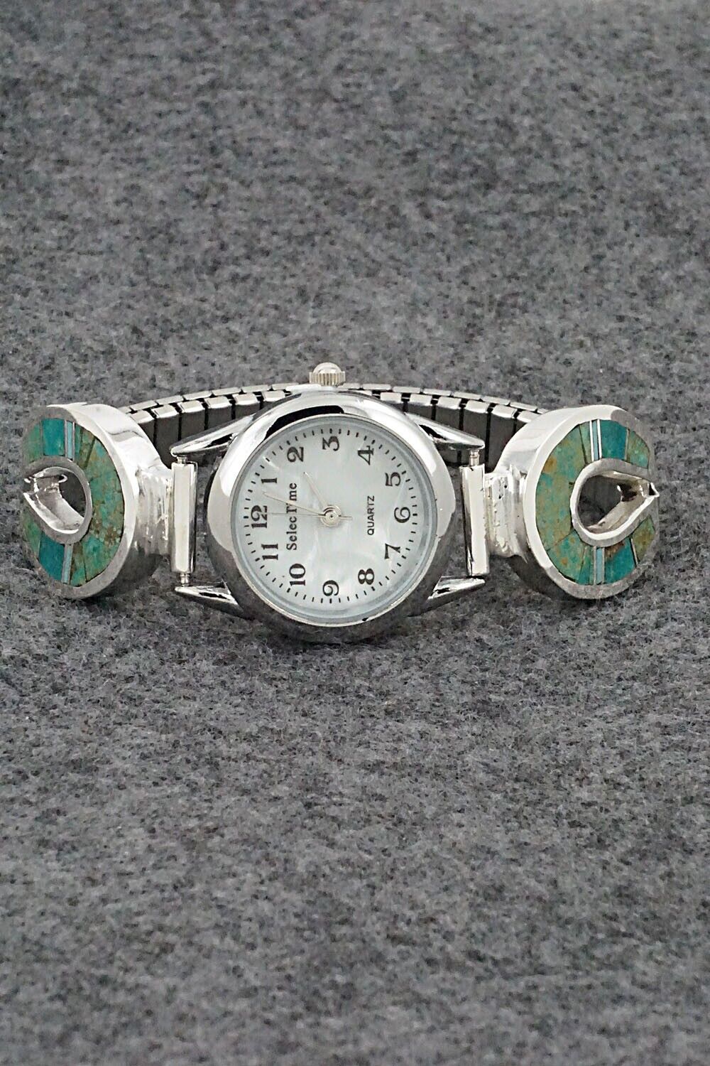 Turquoise & Sterling Silver Watch Bracelet - James Manygoats