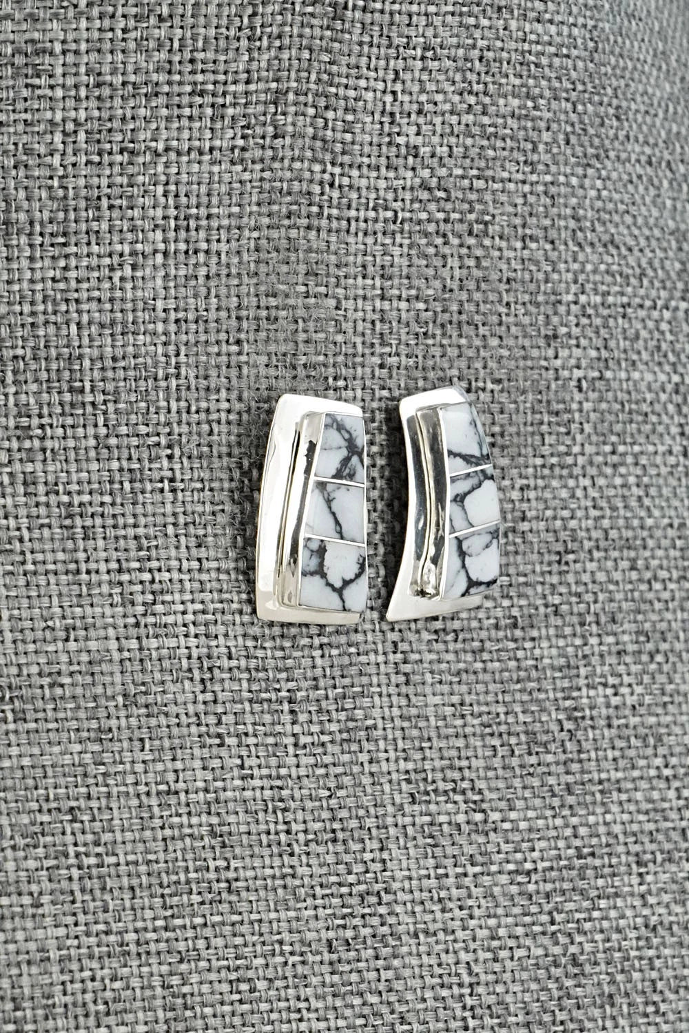 White Buffalo & Sterling Silver Earrings - Nathaniel Johnson