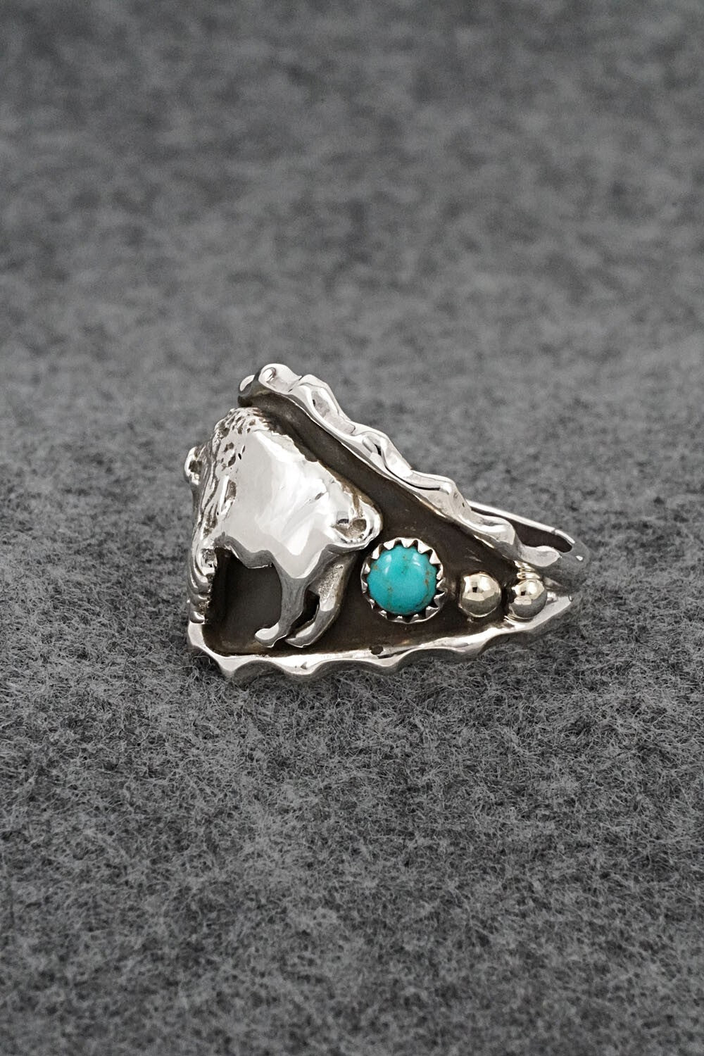 Turquoise & Sterling Silver Ring - Genevieve Francisco - Size 14