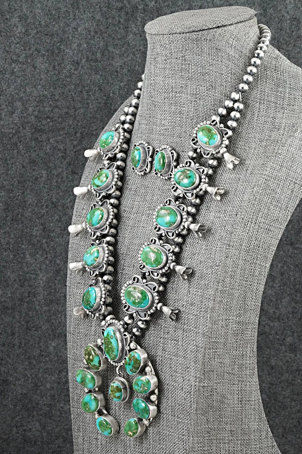 Turquoise & Sterling Silver Squash Blossom Set - Darrin Livingston