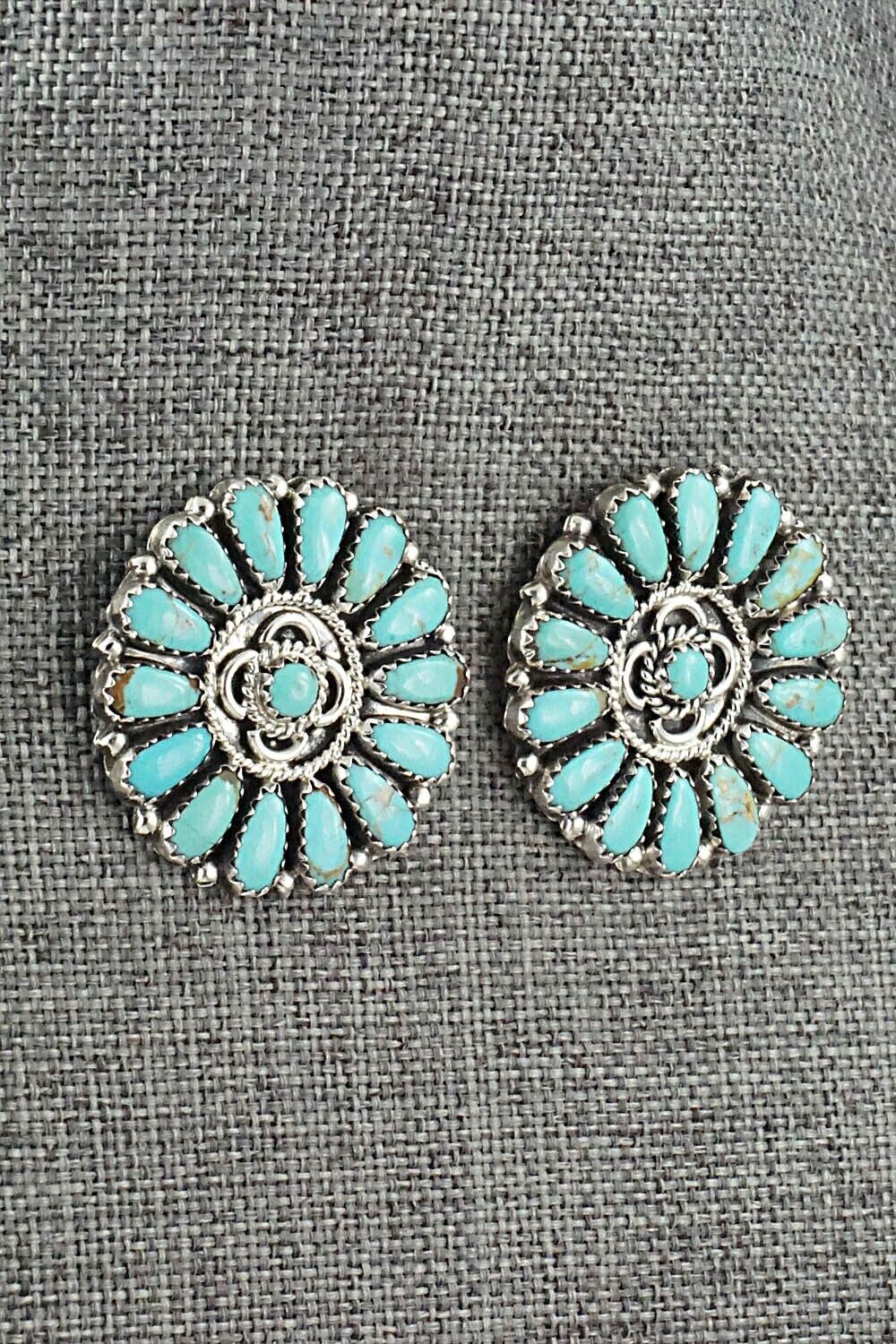 Turquoise and Sterling Silver Earrings - Zeita Begay