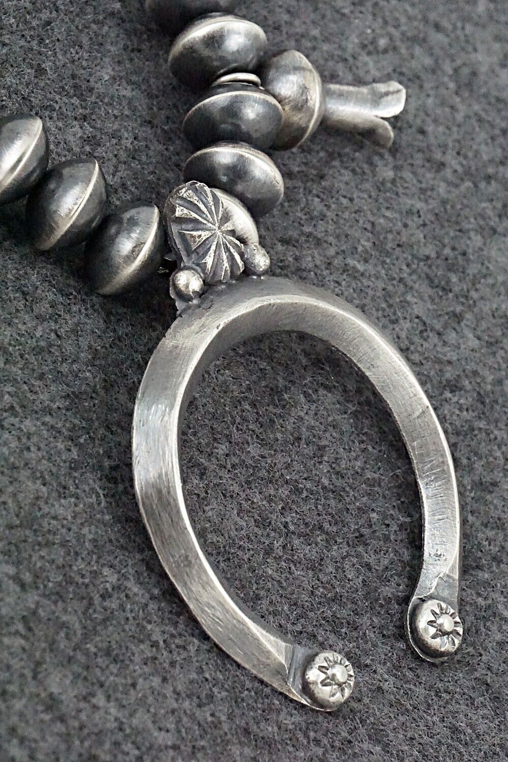 Sterling Silver Navajo Pearl Squash Blossom Necklace - Presley Haley