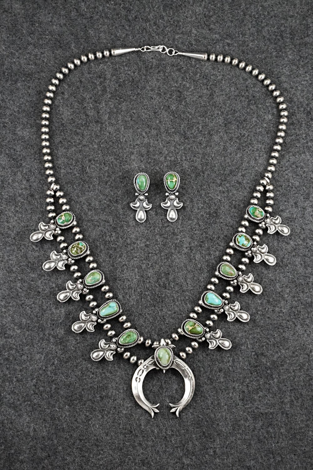 Turquoise & Sterling Silver Squash Blossom Set - Adrienne Gordon