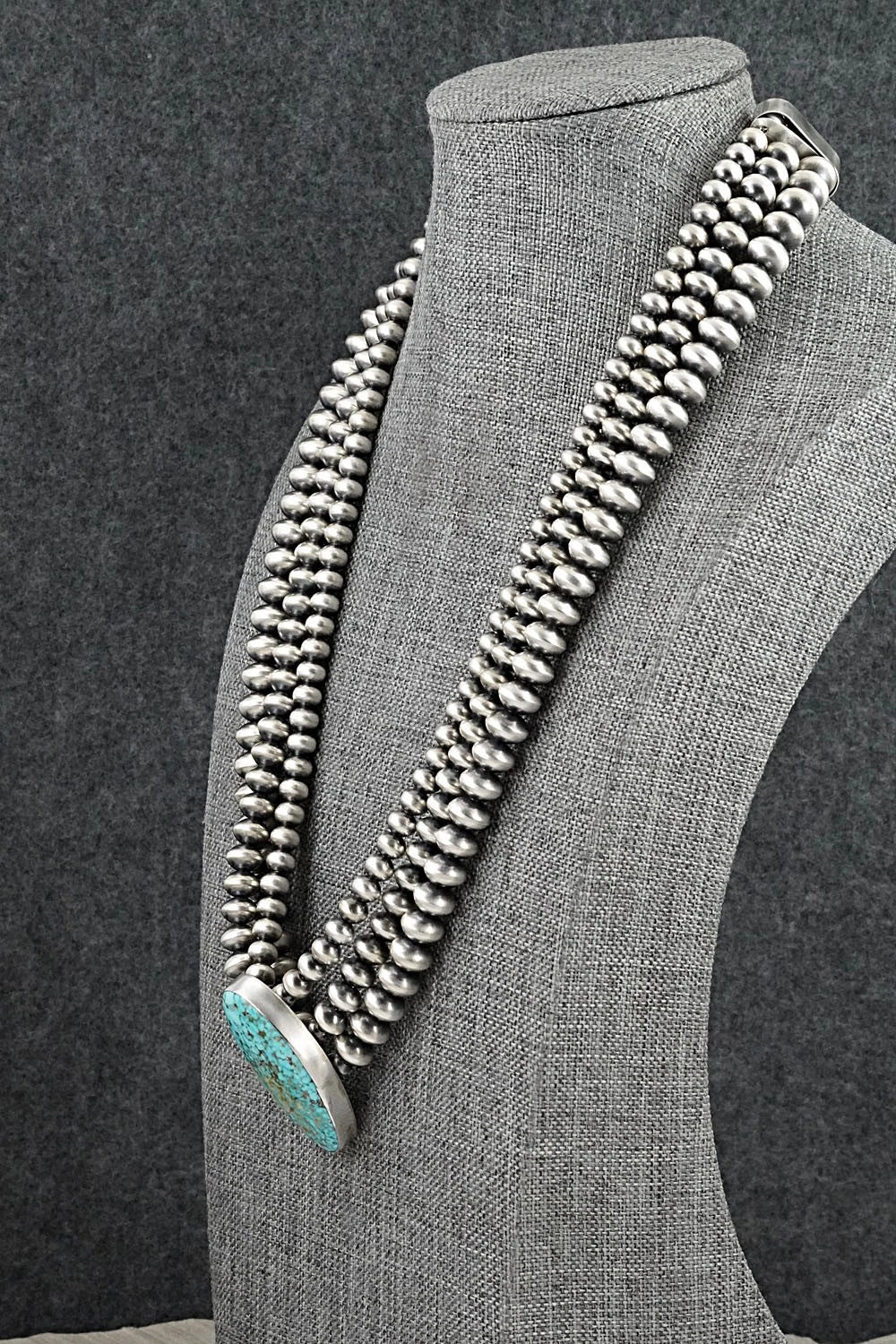 Turquoise & Sterling Silver Navajo Pearl Necklace - Gruber & Halwood