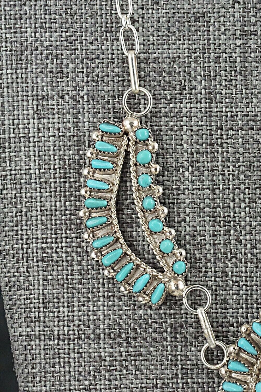 Turquoise & Sterling Silver Necklace and Earrings Set - Vergie Lonjose