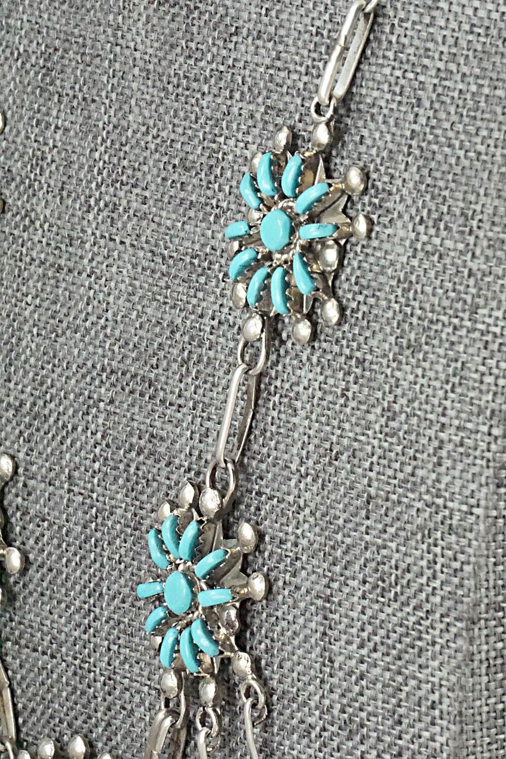 Turquoise & Sterling Silver Necklace and Earrings Set - Keith Leekity