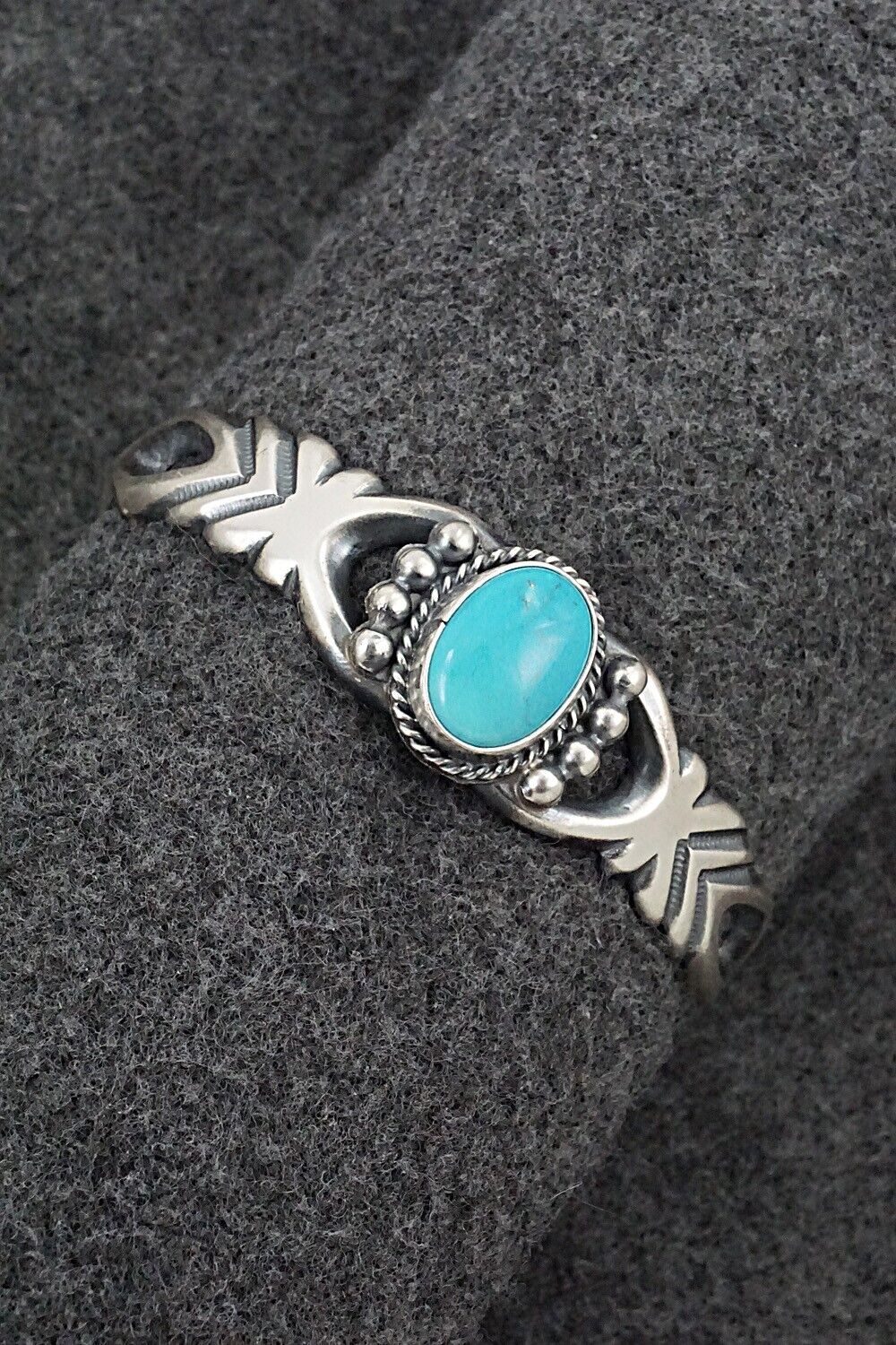 Turquoise & Sterling Silver Bracelet - Harrison Bitsue