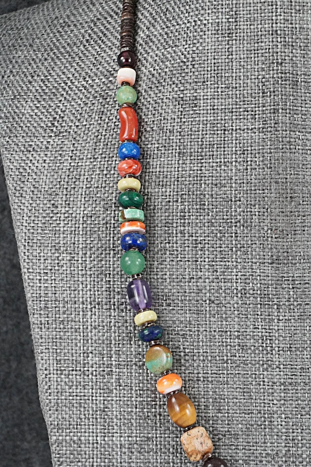 Multi-Stone & Sterling Silver Necklace 18"- Helen Tsosie