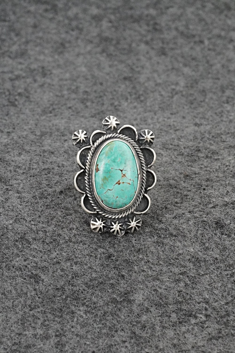 Turquoise & Sterling Silver Ring - Bobby Johnson - Size Adjustable