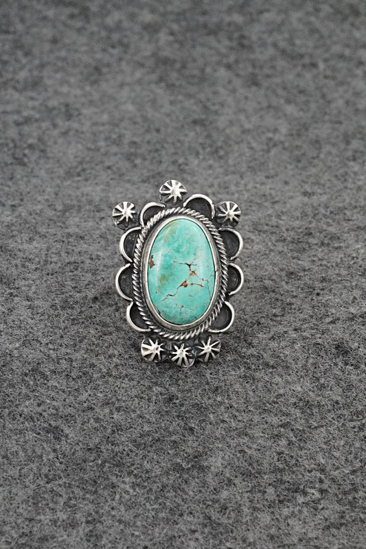 Turquoise & Sterling Silver Ring - Bobby Johnson - Size Adjustable