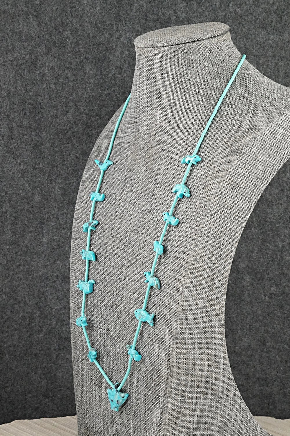 Turquoise Fetish Carving & Sterling Silver Necklace - Hector Goodluck