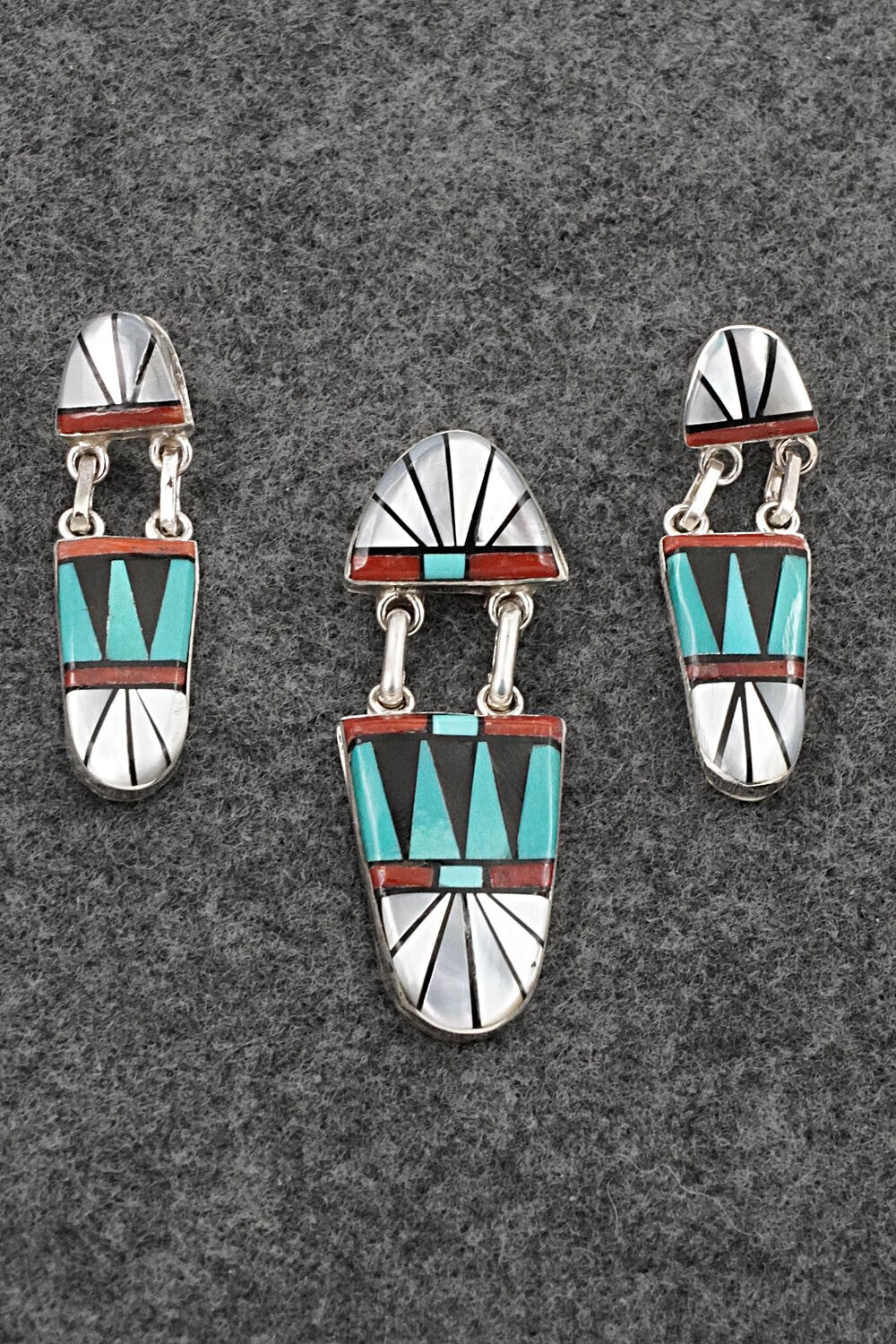 Multi-Stone & Sterling Silver Pendant and Earrings Set - Ola Eriacho