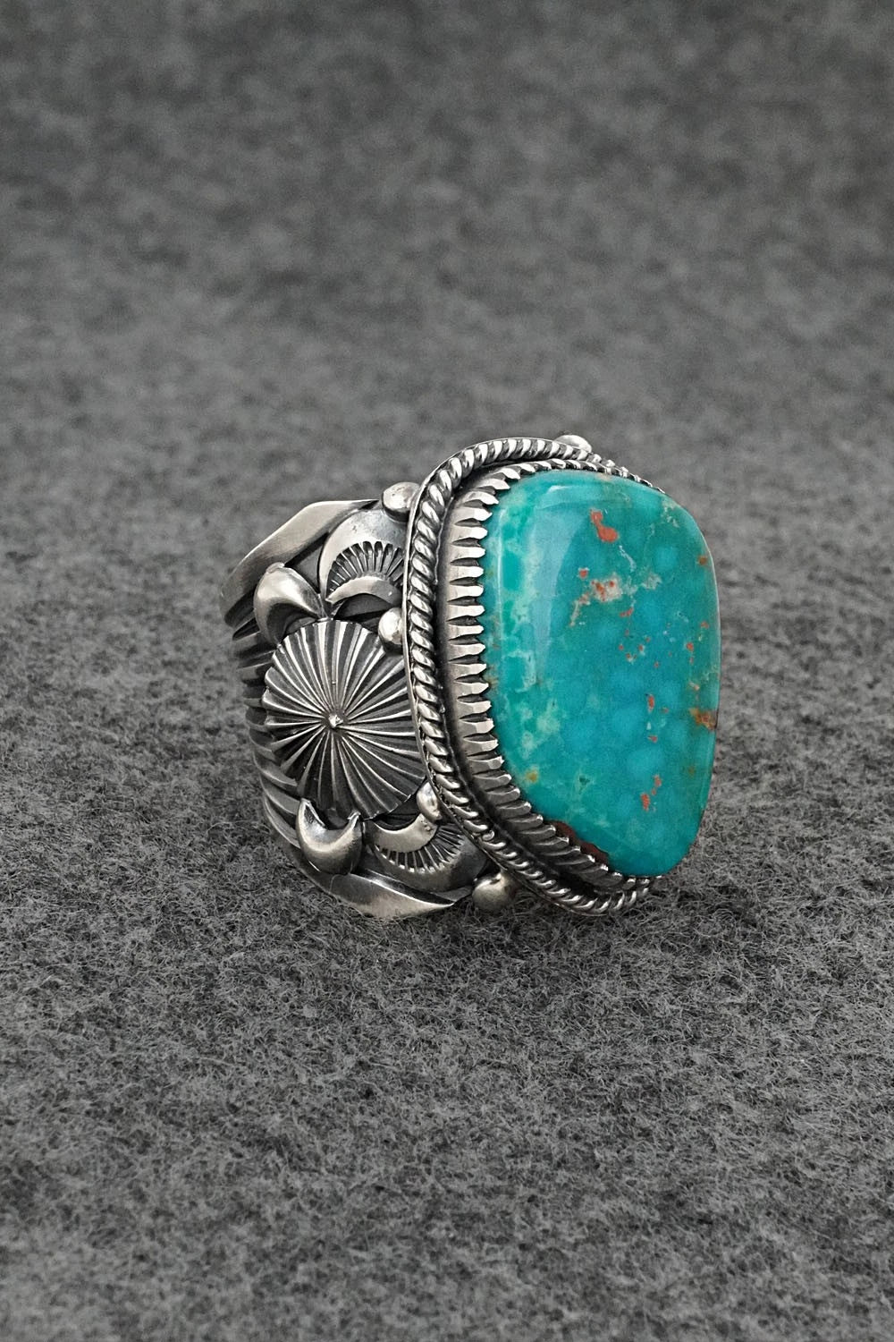 Turquoise & Sterling Silver Ring - Delbert Gordon - Size 13