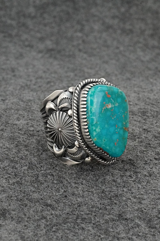 Turquoise & Sterling Silver Ring - Delbert Gordon - Size 13