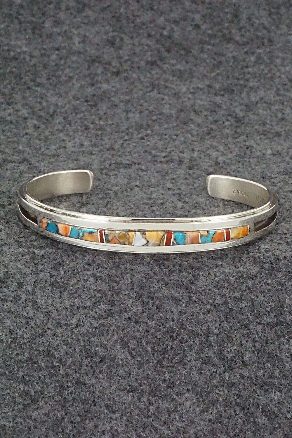 Turquoise, Coral, Spiny Oyster & Sterling Silver Bracelet - Wilbert Muskett Jr.