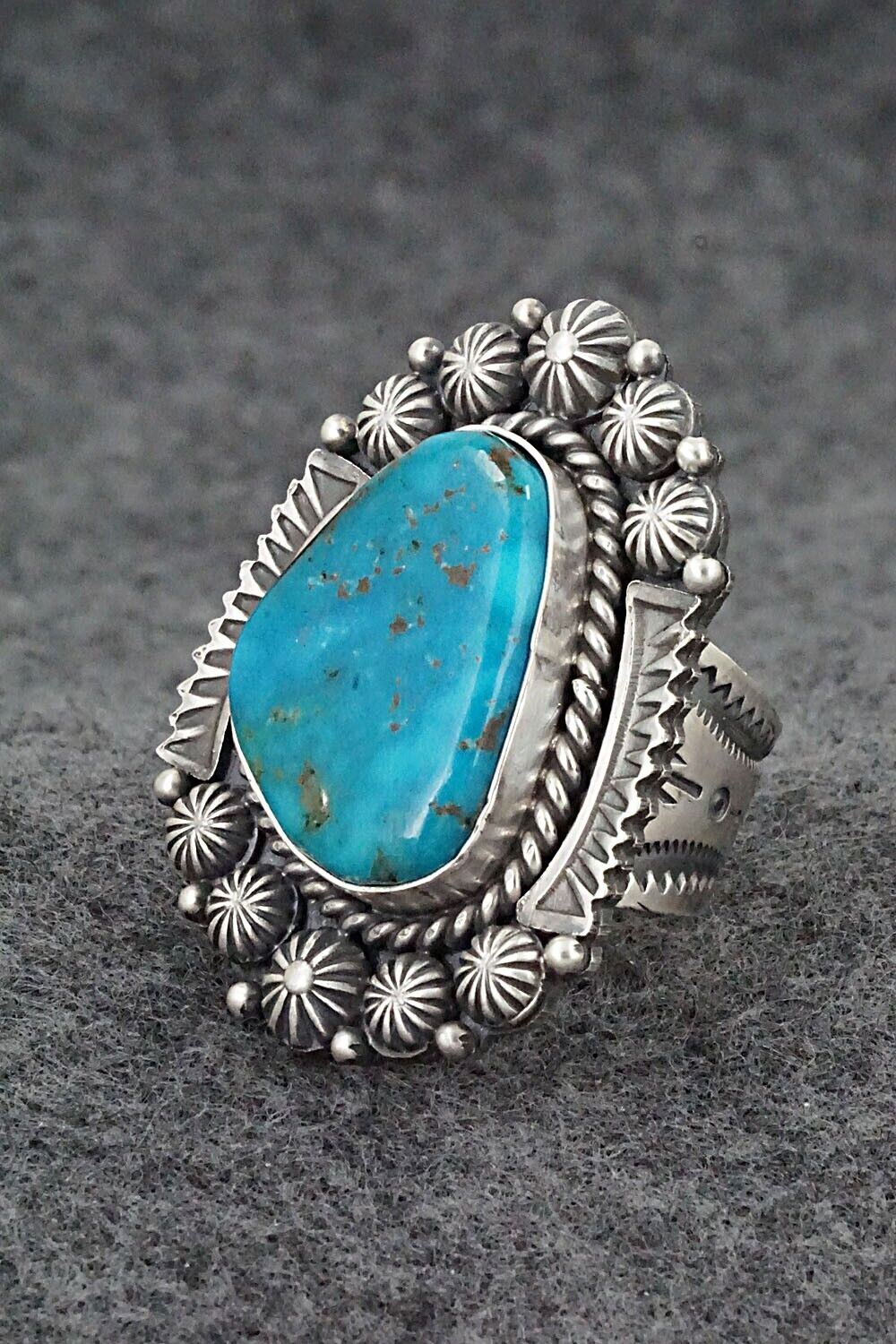 Turquoise & Sterling Silver Ring - Rosita Calladitto - Size 8.5