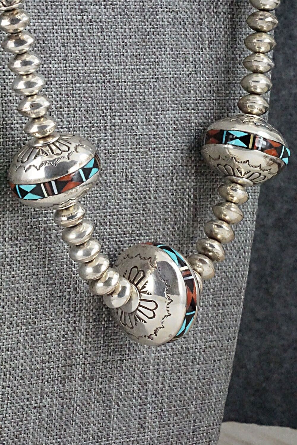 Multi-Stone and Navajo Pearl Sterling Silver Necklace Set - Navajo