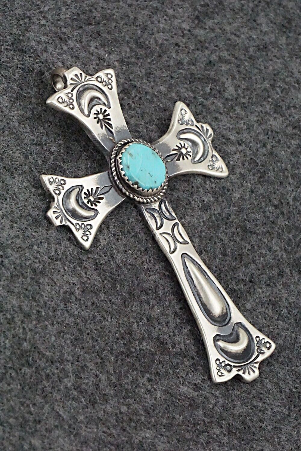 Turquoise and Sterling Silver Pendant - Valerie Cayantineto
