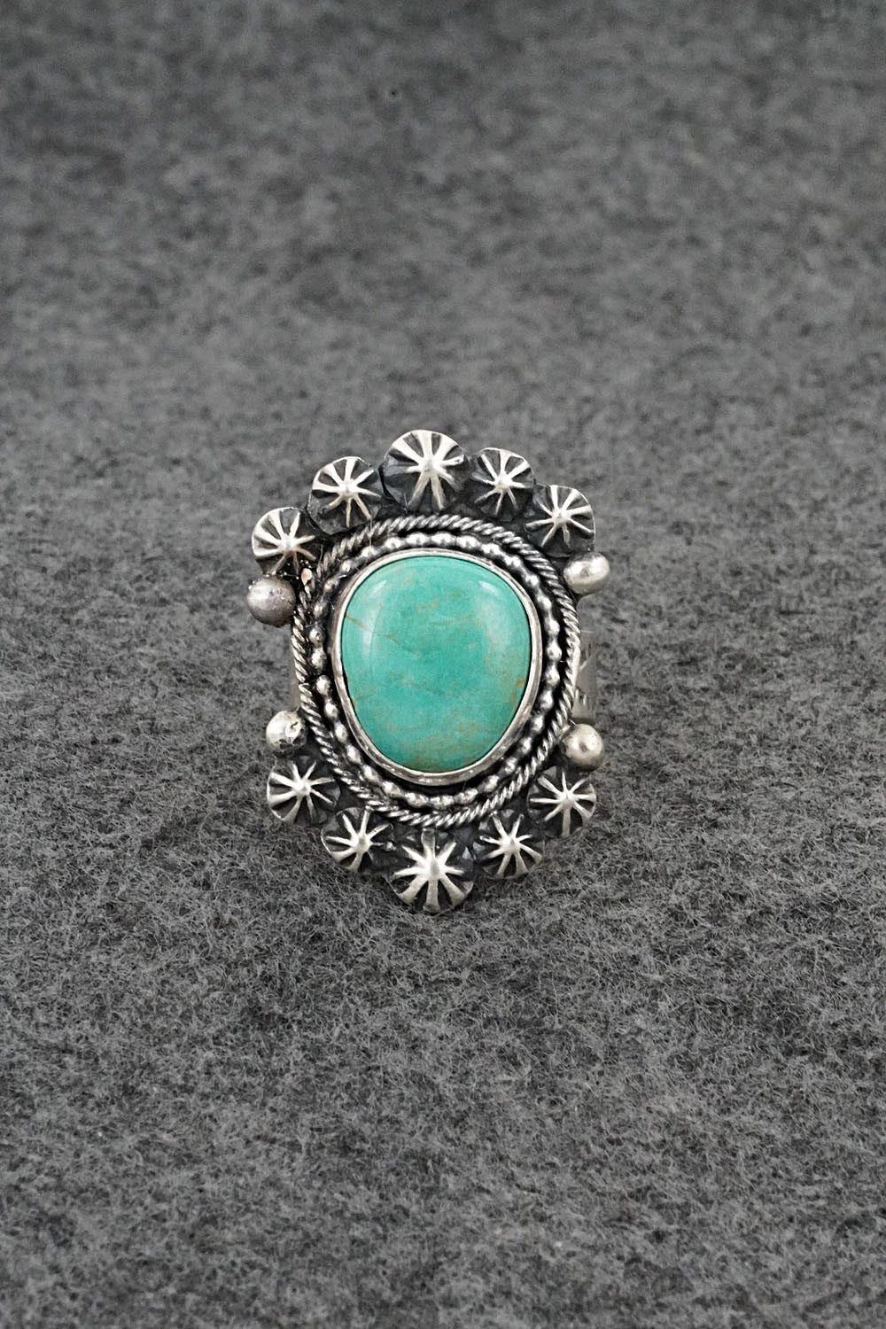 Turquoise & Sterling Silver Ring - Cordell Platero - Size Adjustable