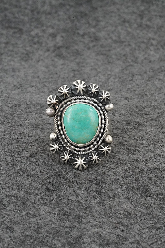 Turquoise & Sterling Silver Ring - Cordell Platero - Size Adjustable