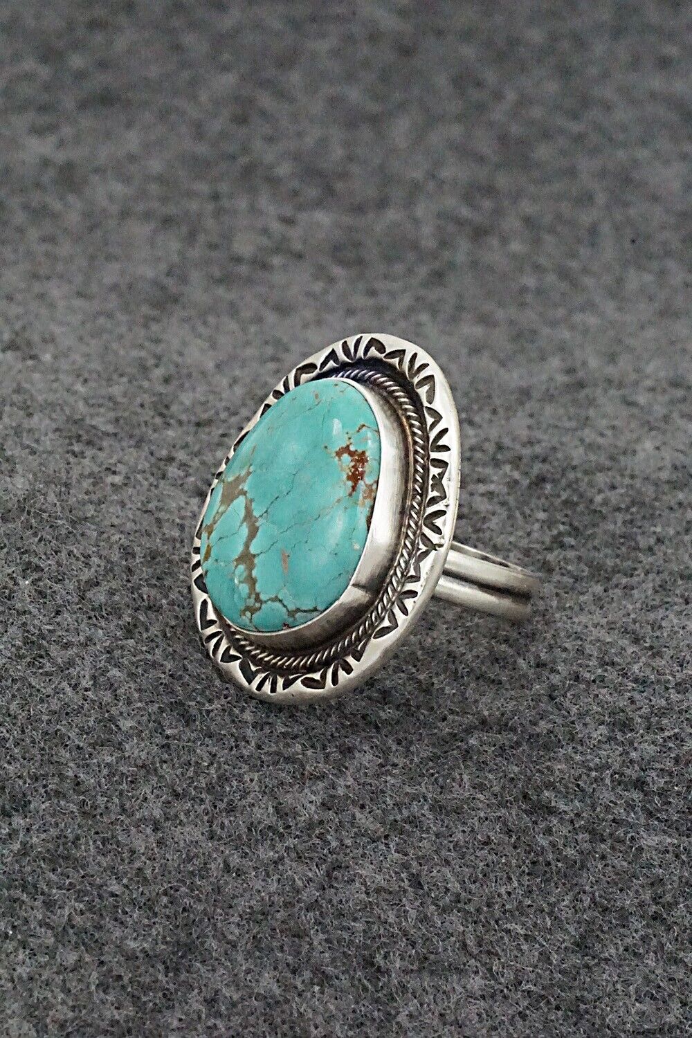 Turquoise & Sterling Silver Ring - Jameson Garcia - Size 8.5 Adj.