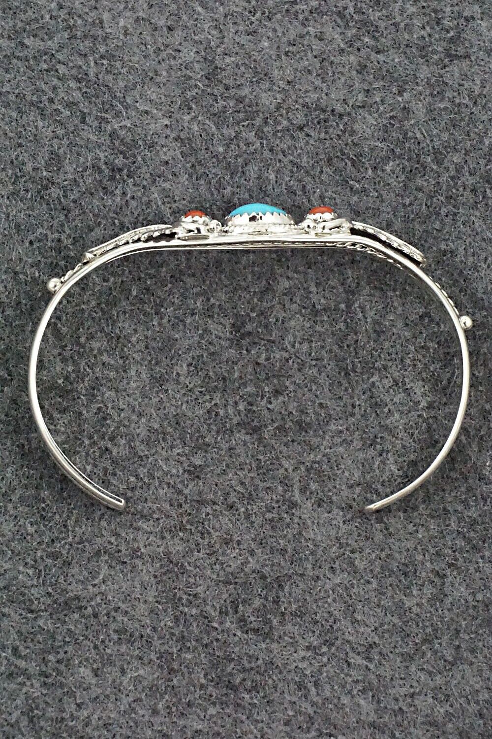 Turquoise, Coral & Sterling Silver Bracelet - Alice Rose Saunders