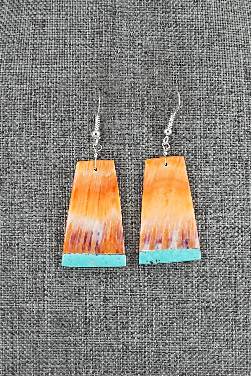 Spiny Oyster, Turquoise & Sterling Silver Earrings - Louise Pete