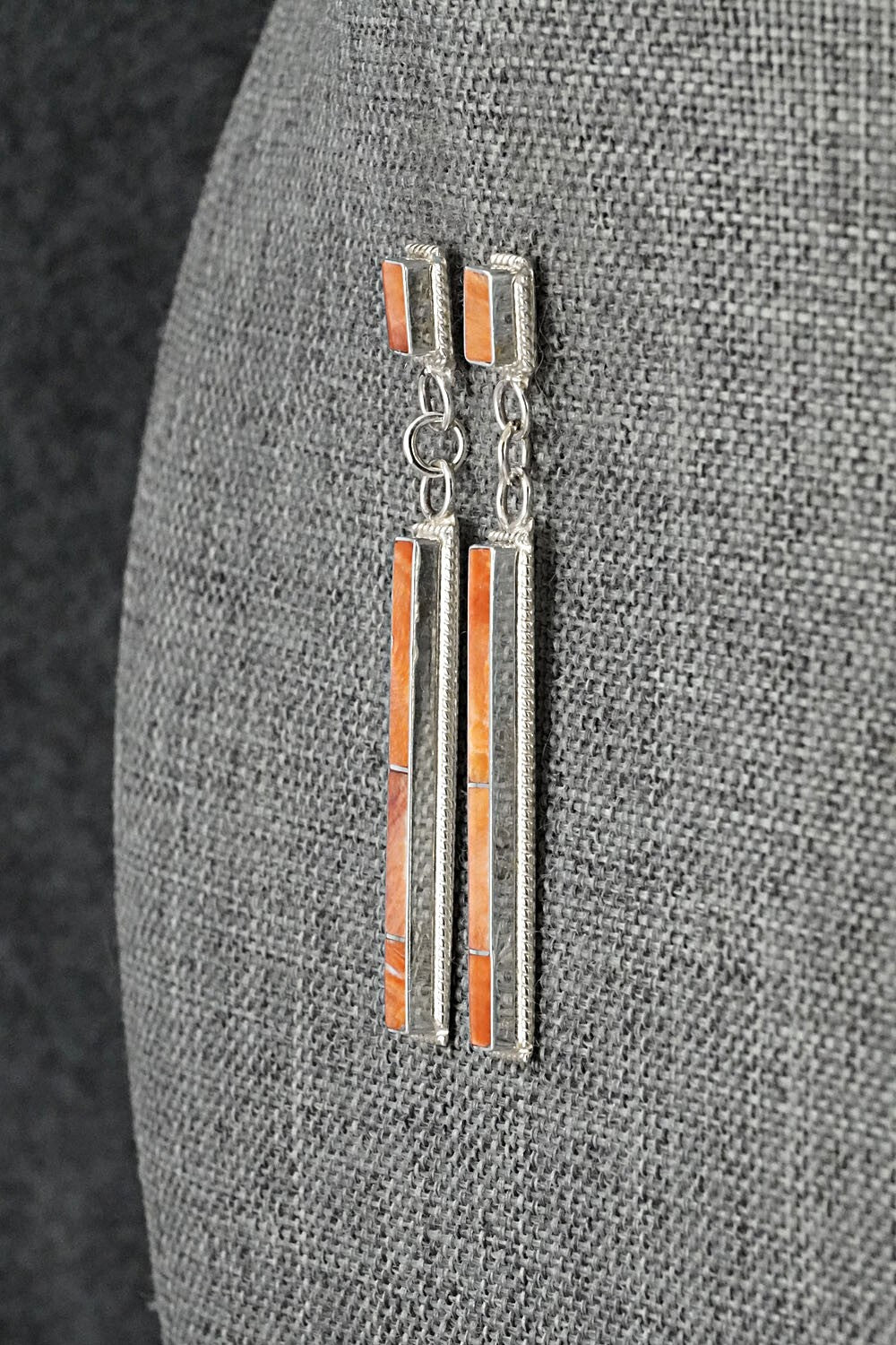 Spiny Oyster & Sterling Silver Earrings - Ricky Booqua