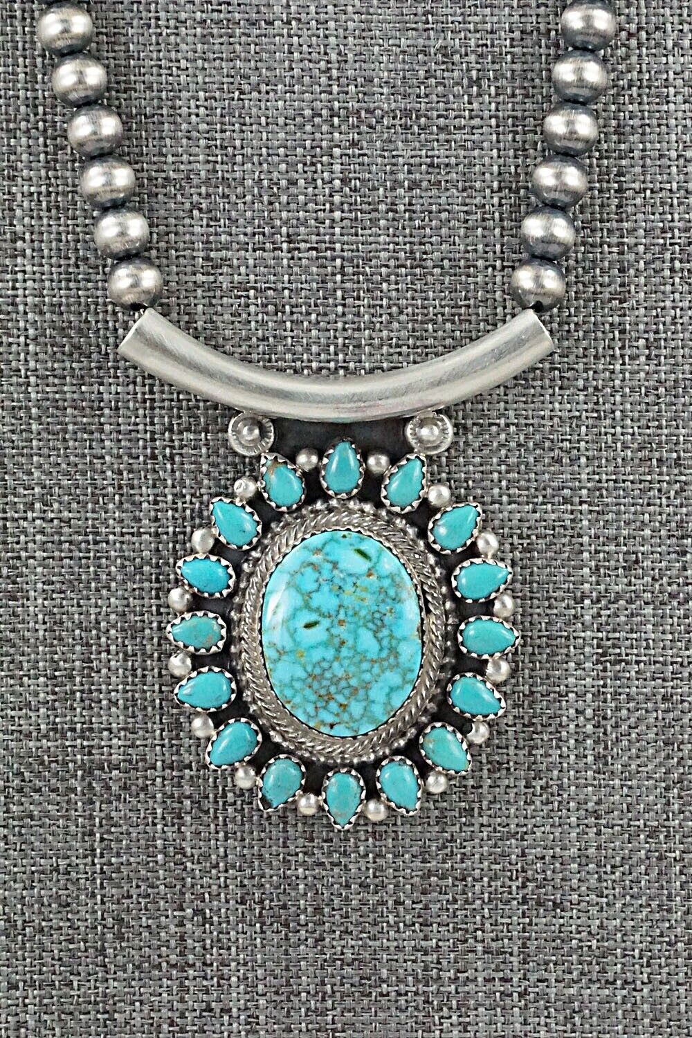 Turquoise & Sterling Silver Necklace - Tom Lewis