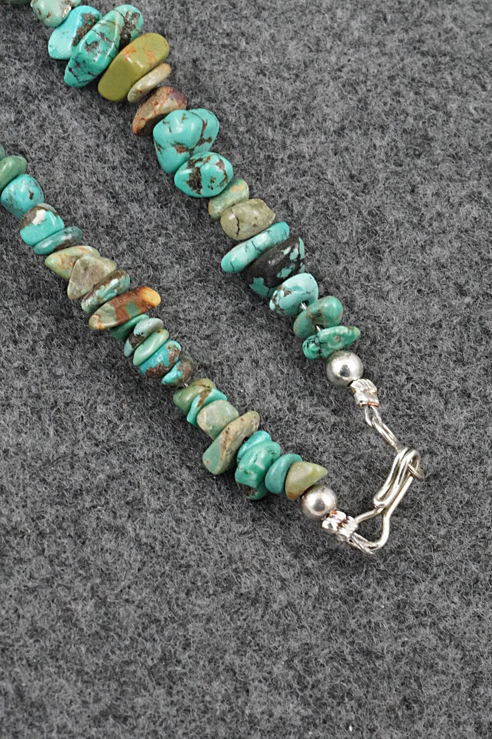 Turquoise & Sterling Silver Necklace 38" - Doreen Jake