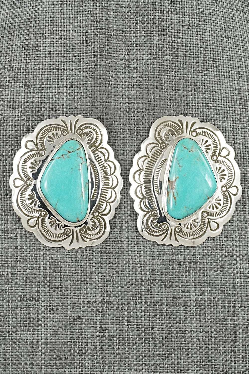 Turquoise & Sterling Silver Earrings - Arnold Blackgoat