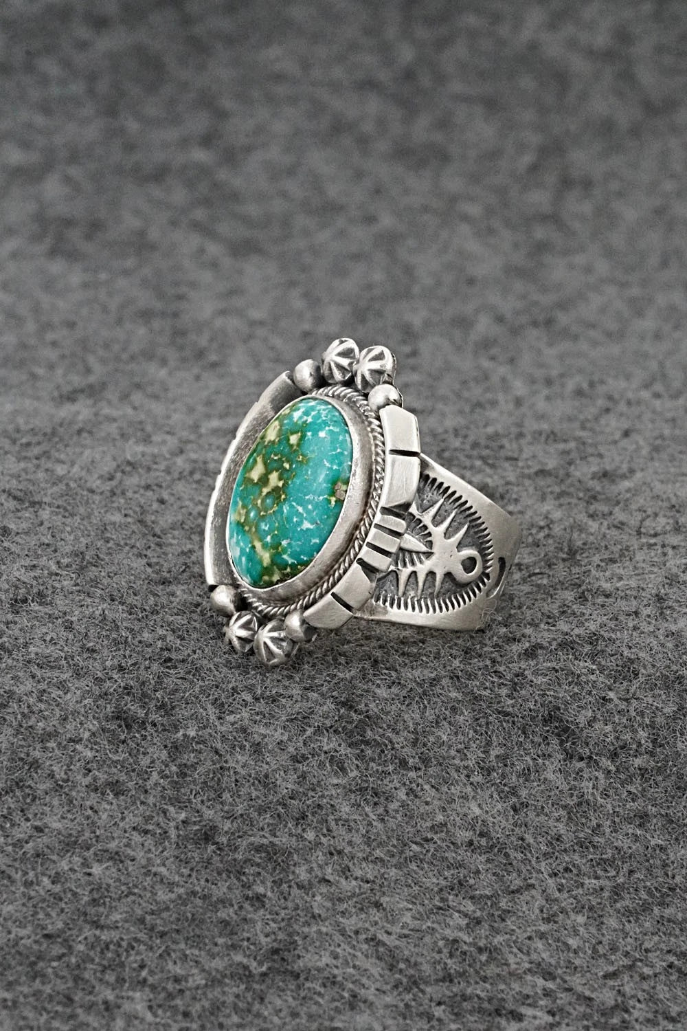 Turquoise & Sterling Silver Ring - Samuel Yellowhair - Size 7.5