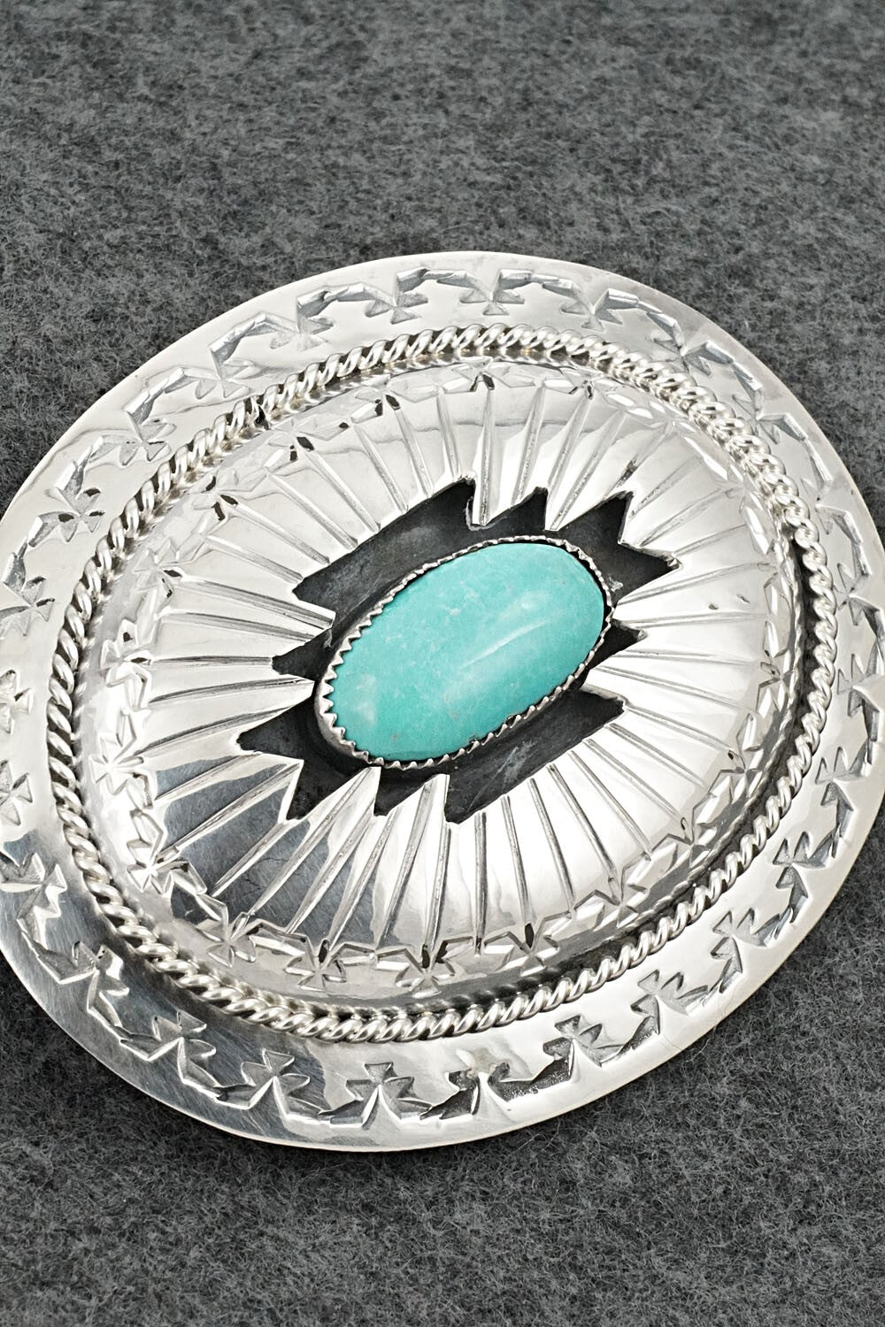 Turquoise & Sterling Silver Belt Buckle - Wilbert Muskett Sr.