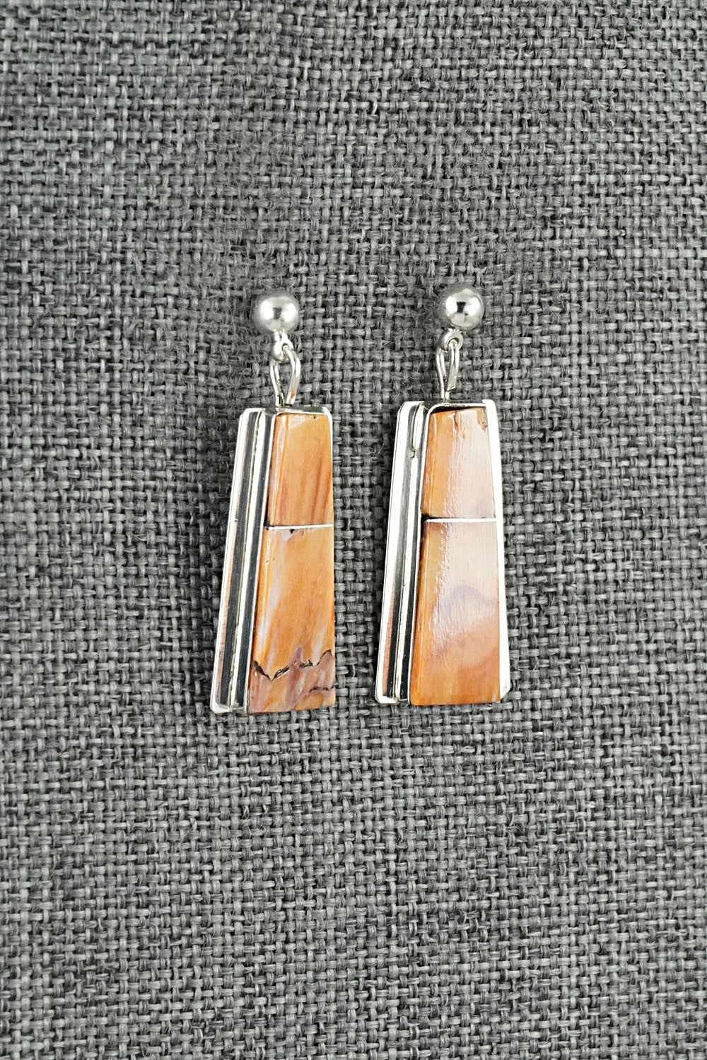 Spiny Oyster & Sterling Silver Earrings - Brenda Pete