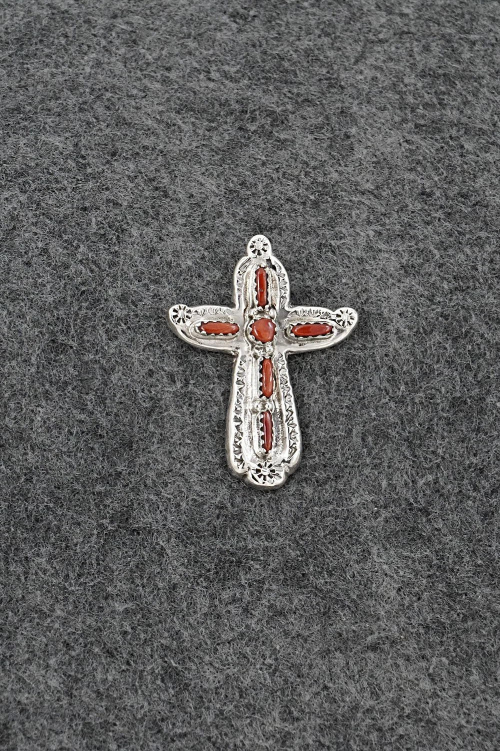 Coral & Sterling Silver Pendant - Murray Hannaweeka