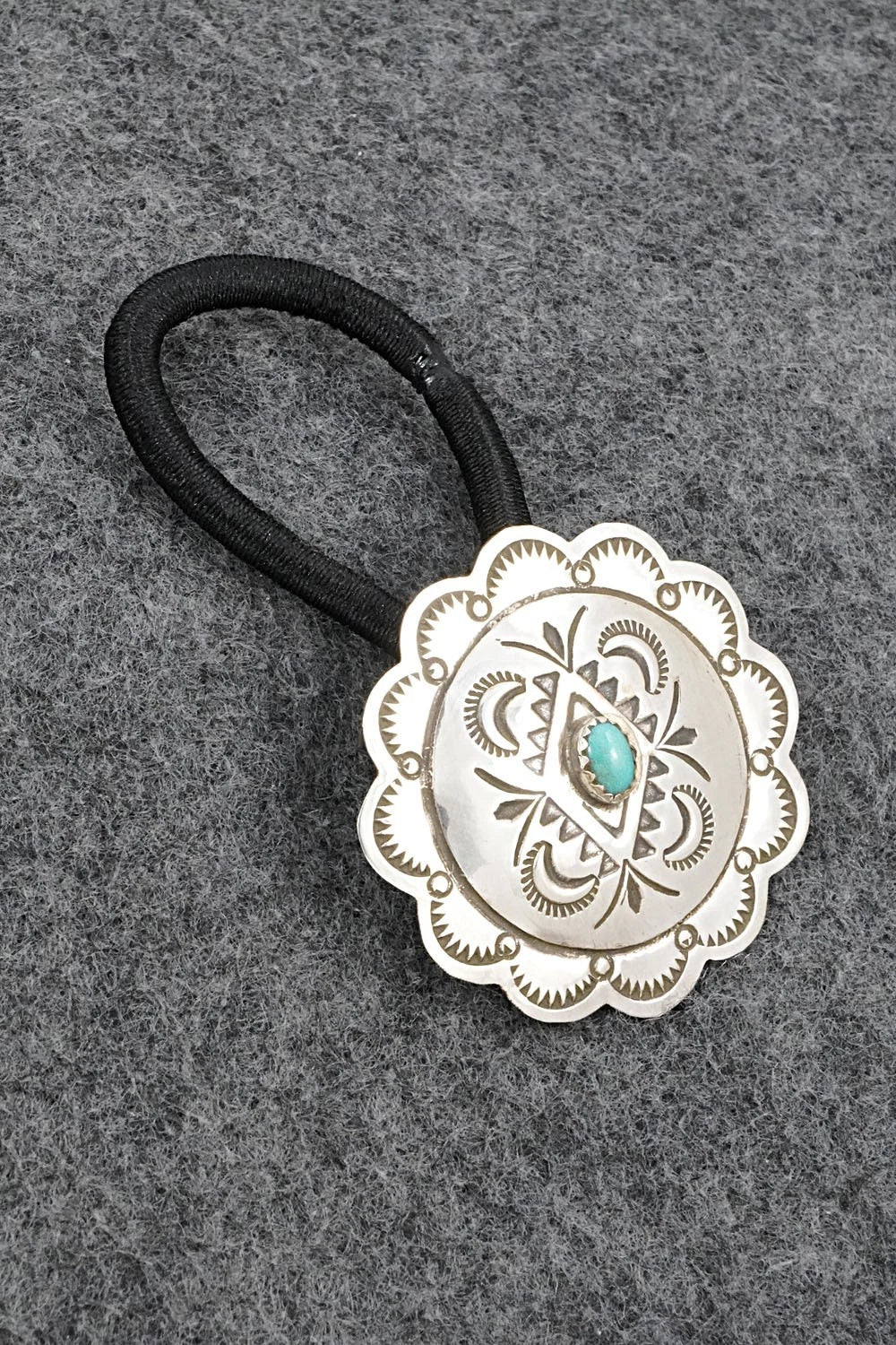 Turquoise & Sterling Silver Hair Tie - Bertha Begay
