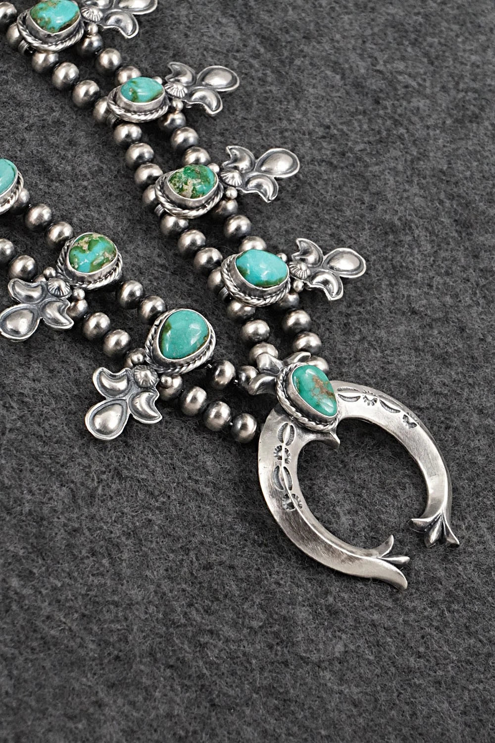 Turquoise & Sterling Silver Squash Blossom Set - Adrienne Gordon