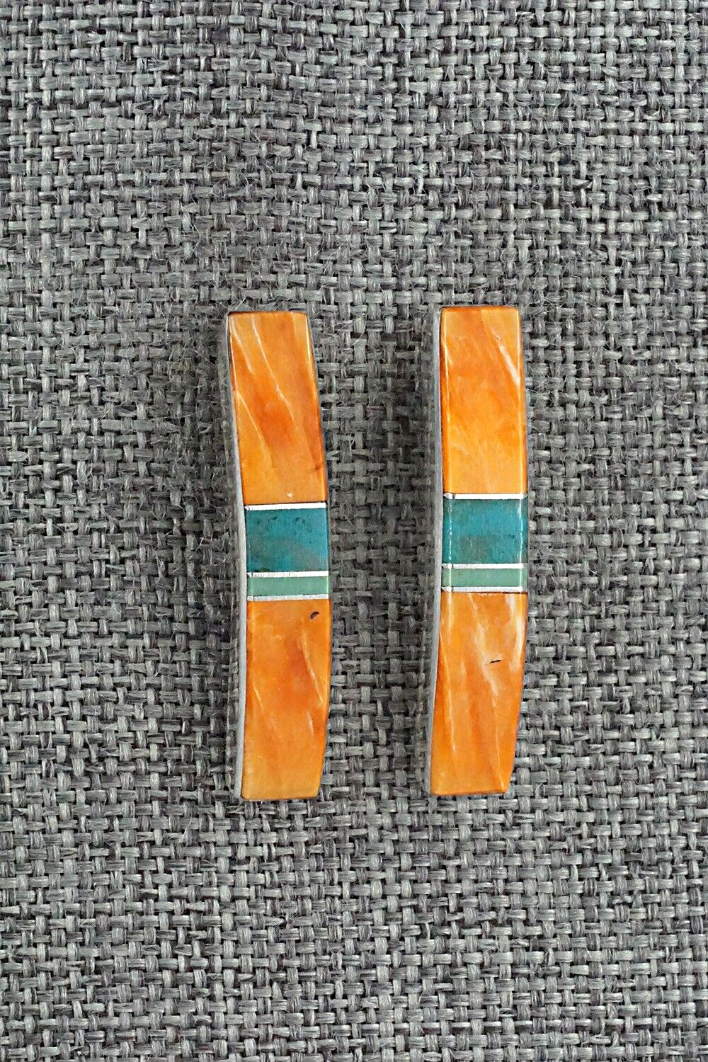 Spiny Oyster, Turquoise & Sterling Silver Earrings - Marilyn Yazzie