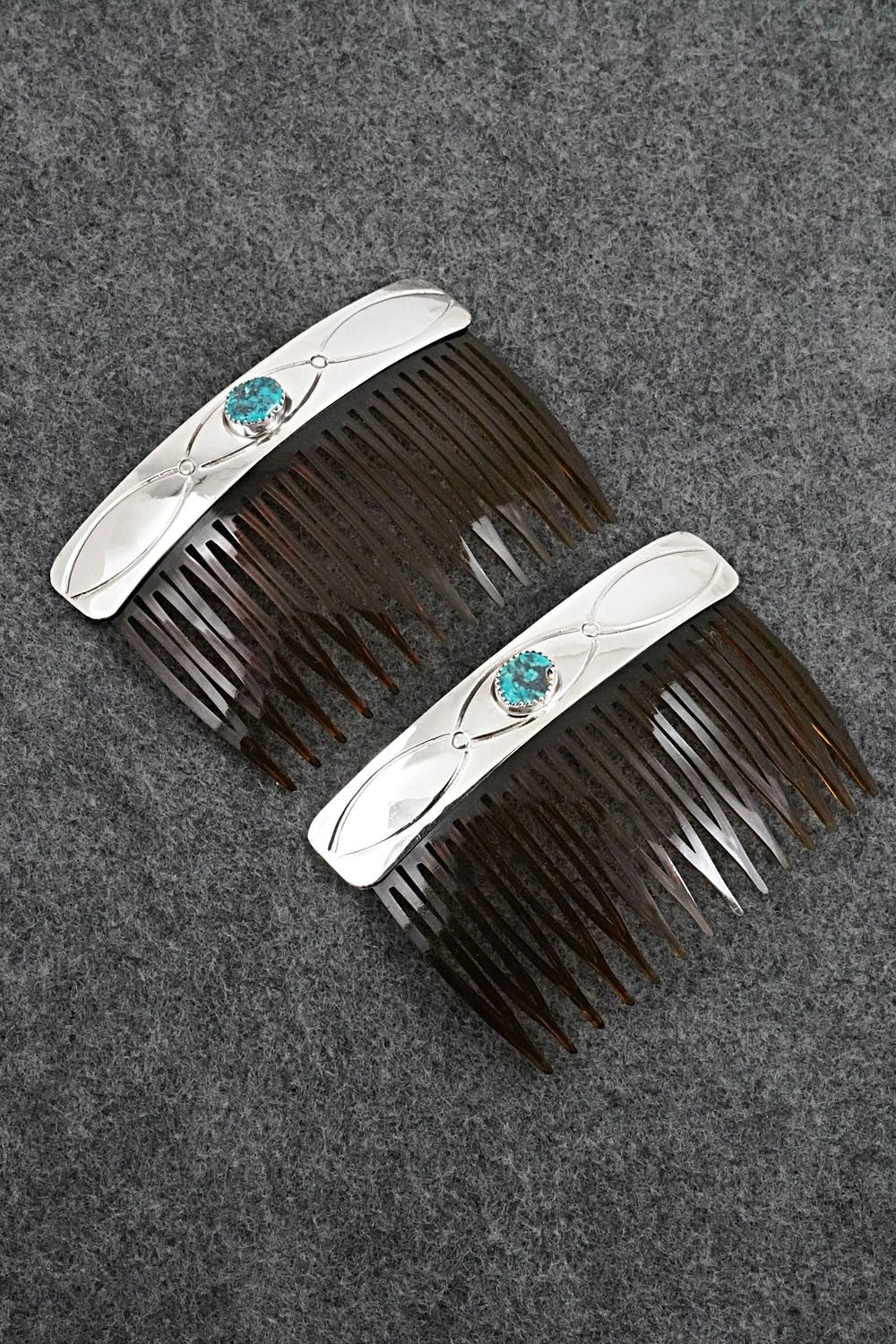 Turquoise & Sterling Silver Hair Combs - Joann Silver