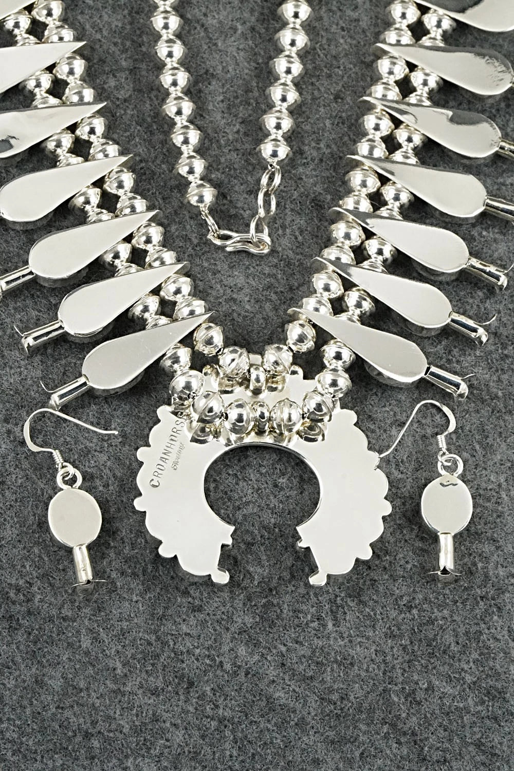 Turquoise & Sterling Silver Squash Blossom Set - Califreda Roanhorse