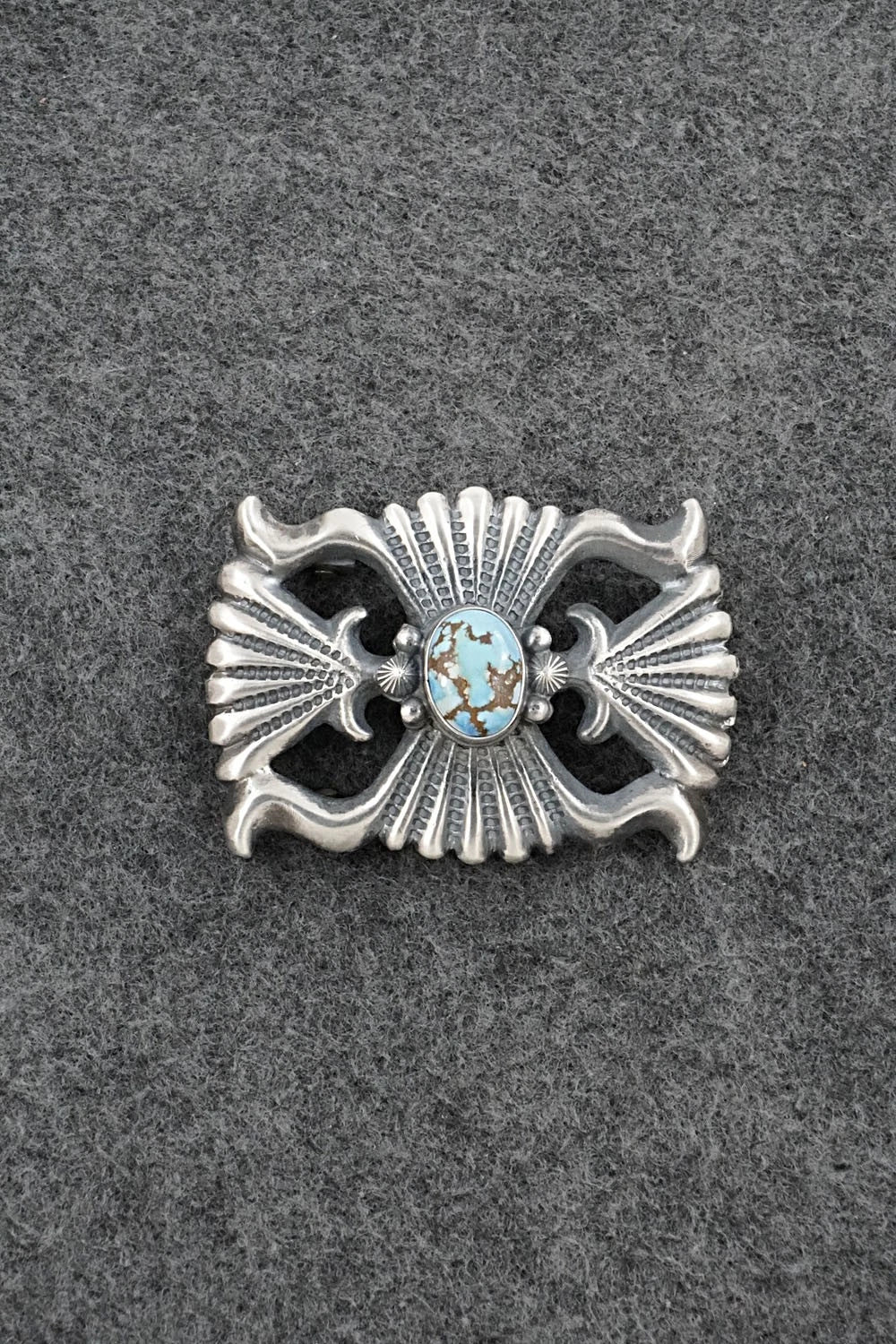 Turquoise & Sterling Silver Belt Buckle - Harrison Bitsue