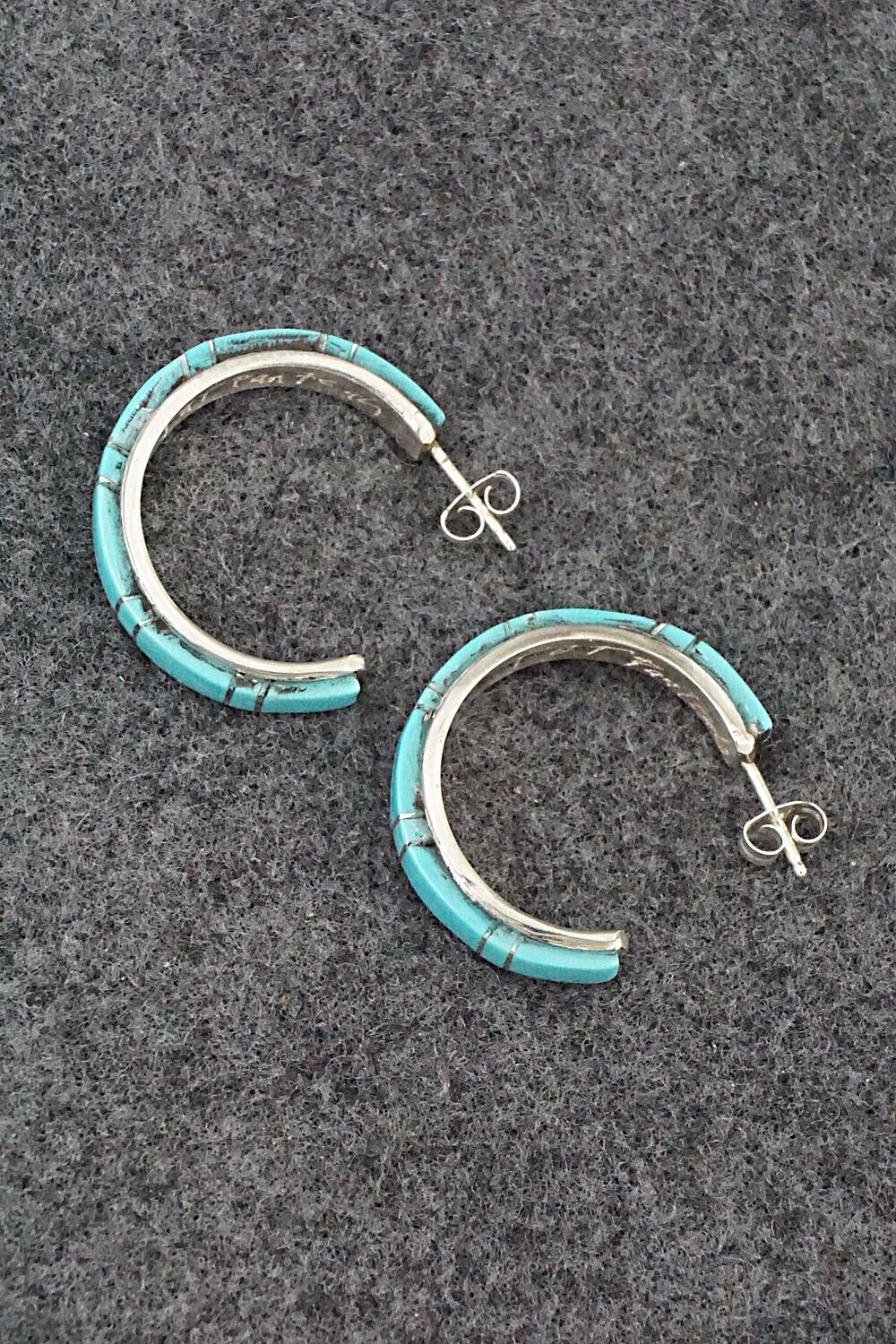 Turquoise & Sterling Silver Hoop Earrings - Terrance Panteah
