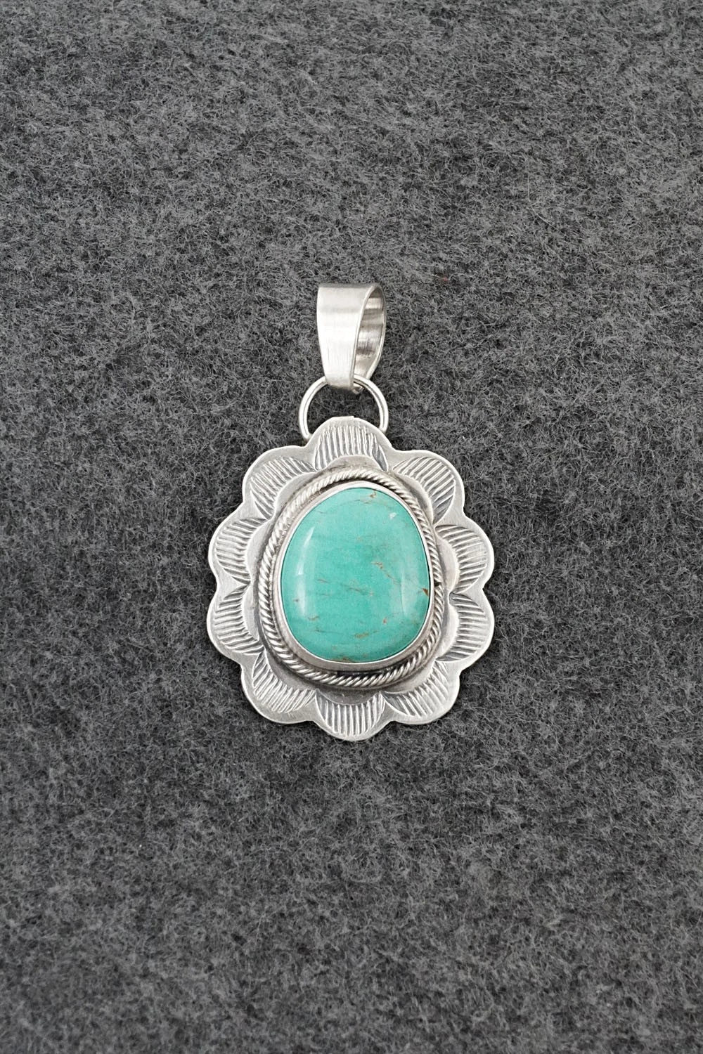 Turquoise & Sterling Silver Pendant - Cordell Platero