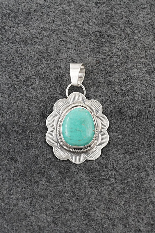 Turquoise & Sterling Silver Pendant - Cordell Platero