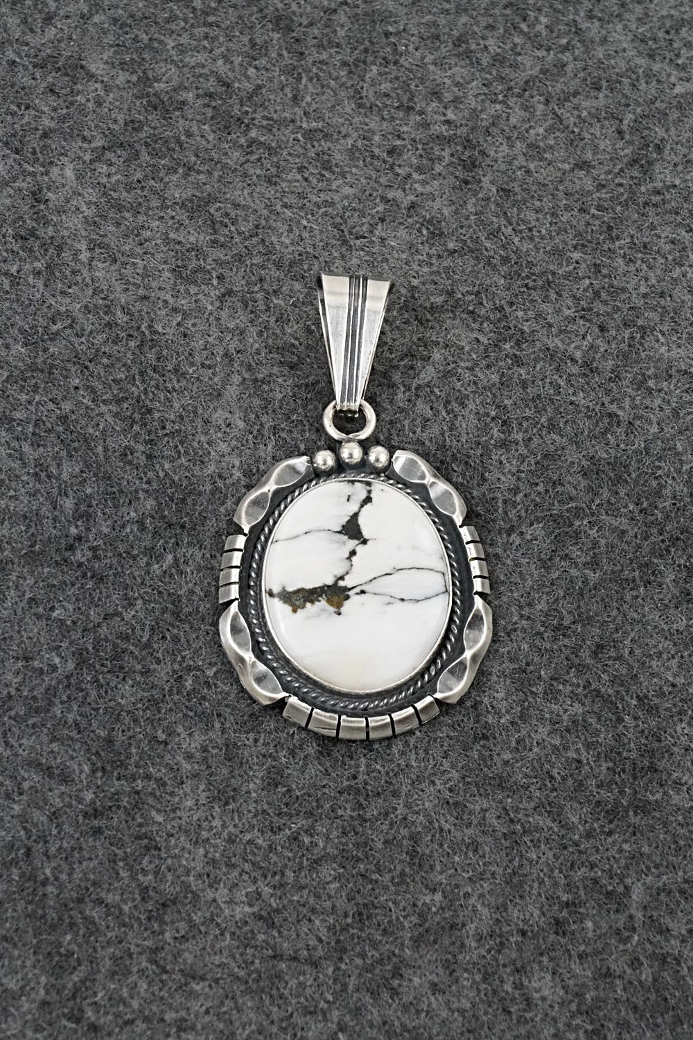 White Buffalo & Sterling Silver Pendant - Samuel Yellowhair