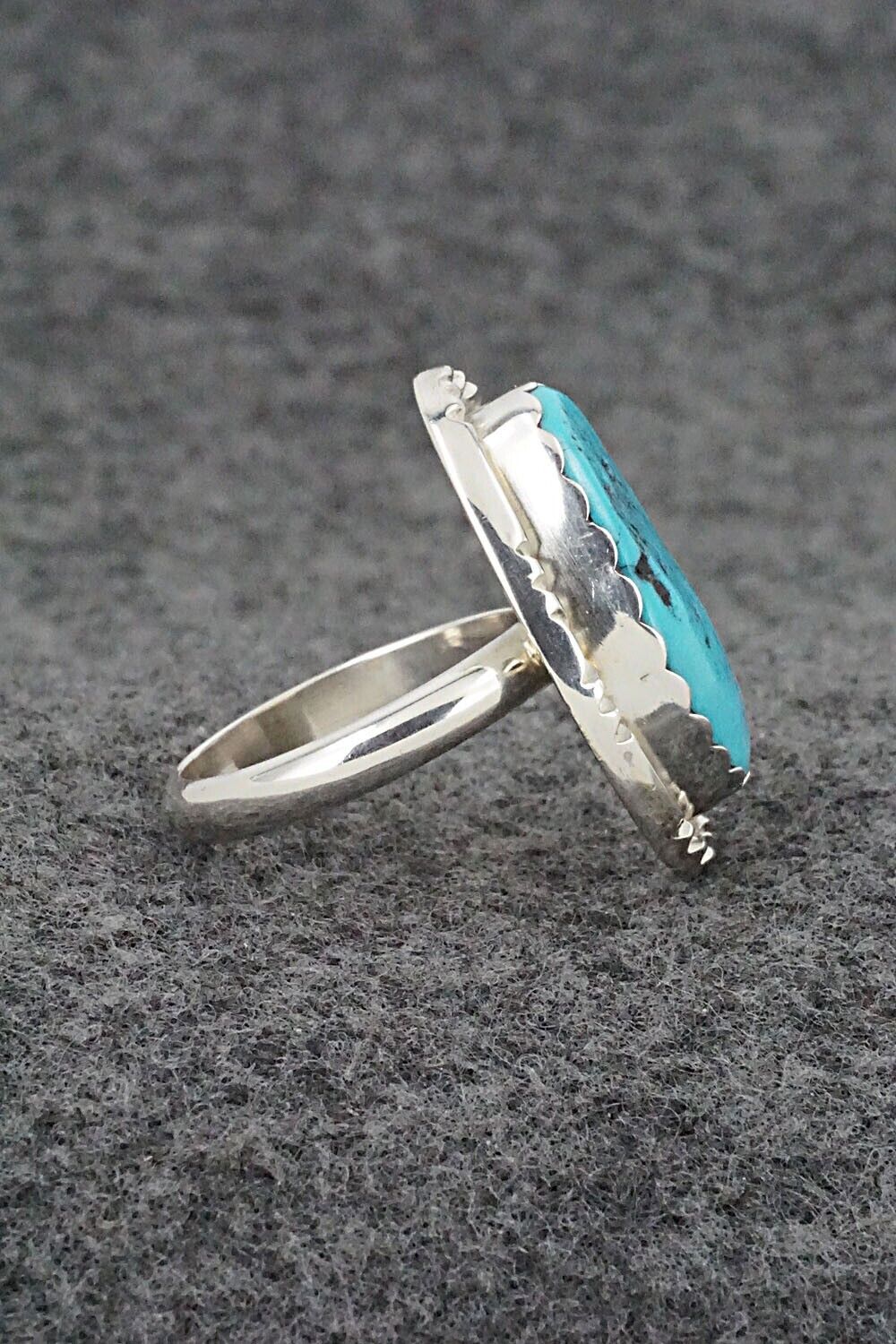 Turquoise & Sterling Silver Ring - Jeff Lucio - Size 7.5