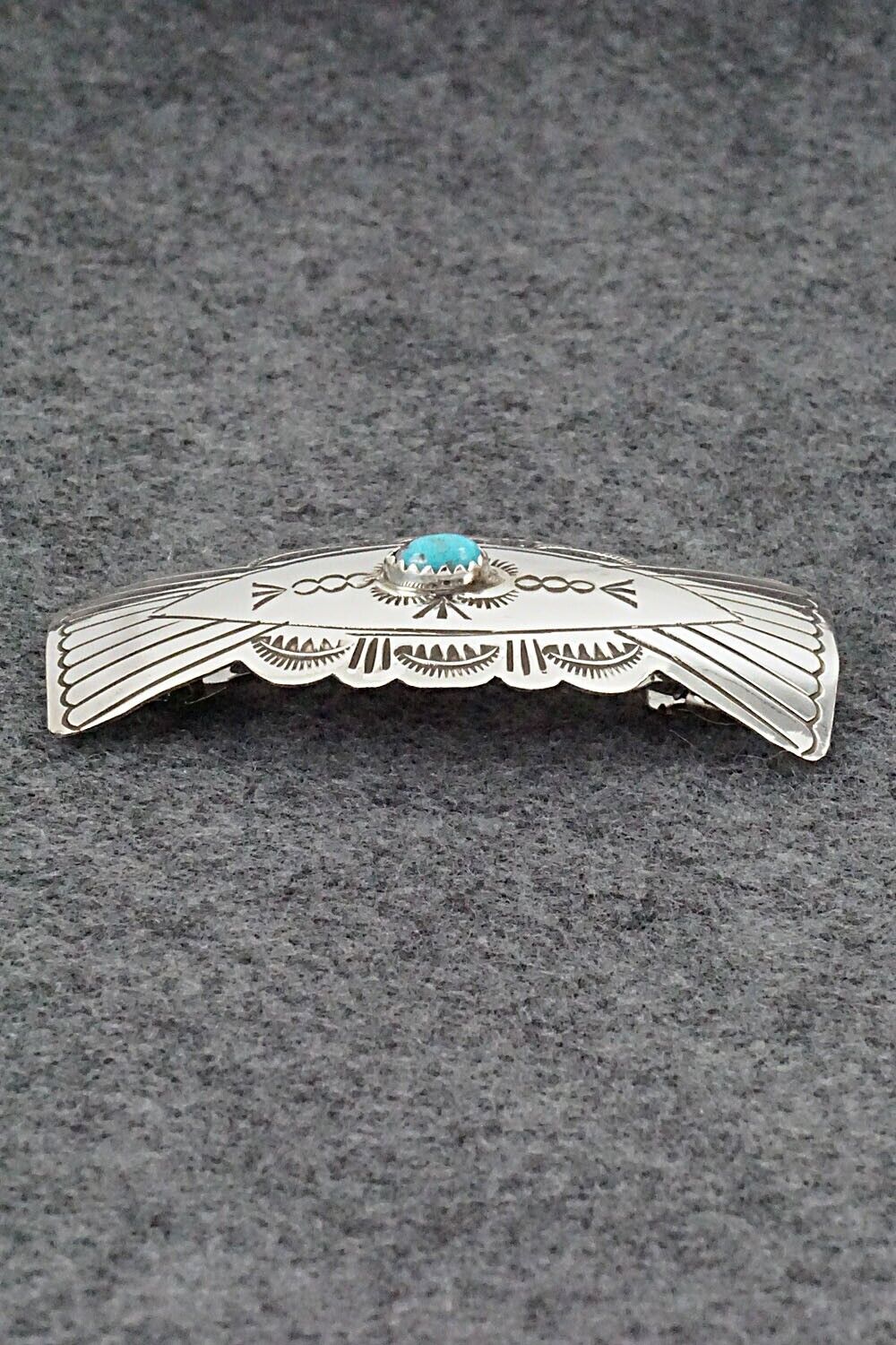Turquoise & Sterling Silver Hair Barrette - Arlene Soce
