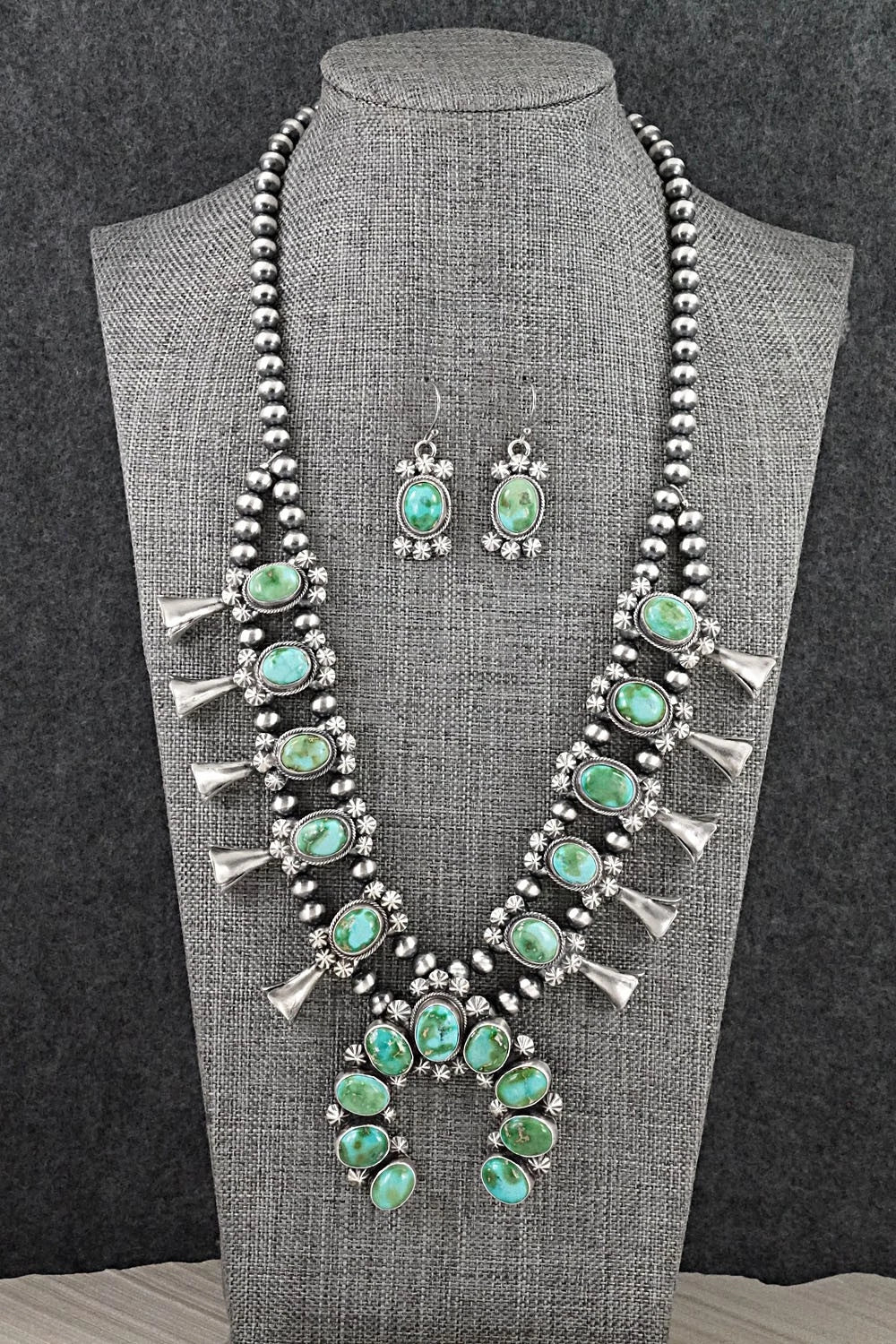 Turquoise & Sterling Silver Squash Blossom Set - Darrin Livingston